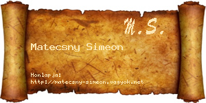 Matecsny Simeon névjegykártya